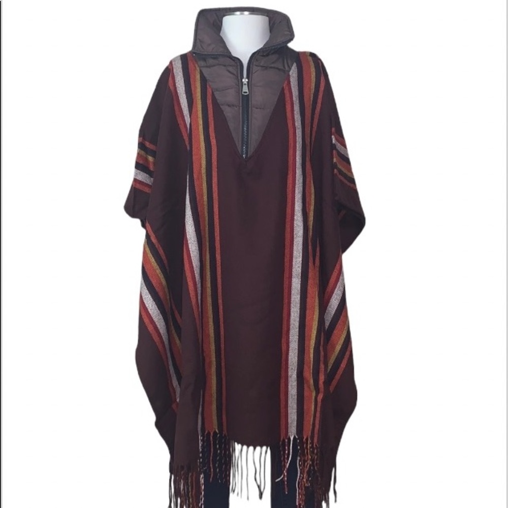 Steve Madden Striped Puffcho / Poncho One Size